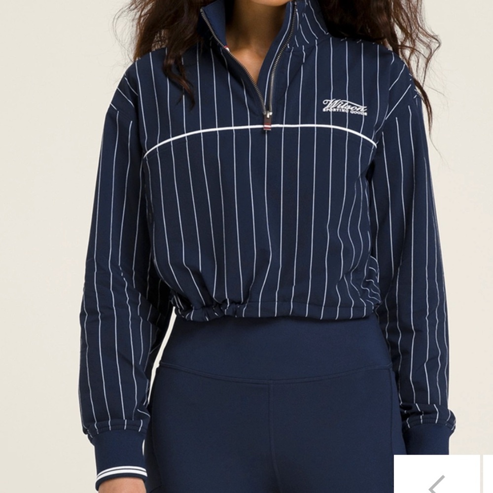 Wilson Davenport Woven Popover XS Classic Navy Pinstripe NWT - Picture 7 of 8